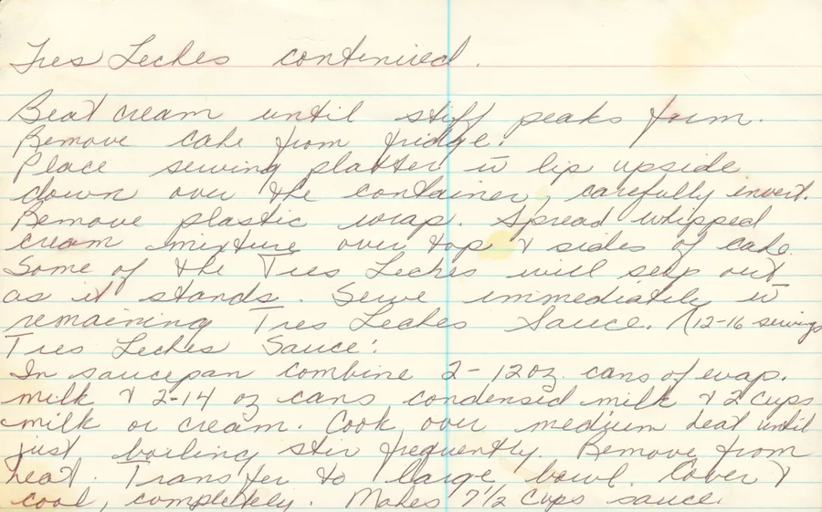 Scanned recipe card, page 3