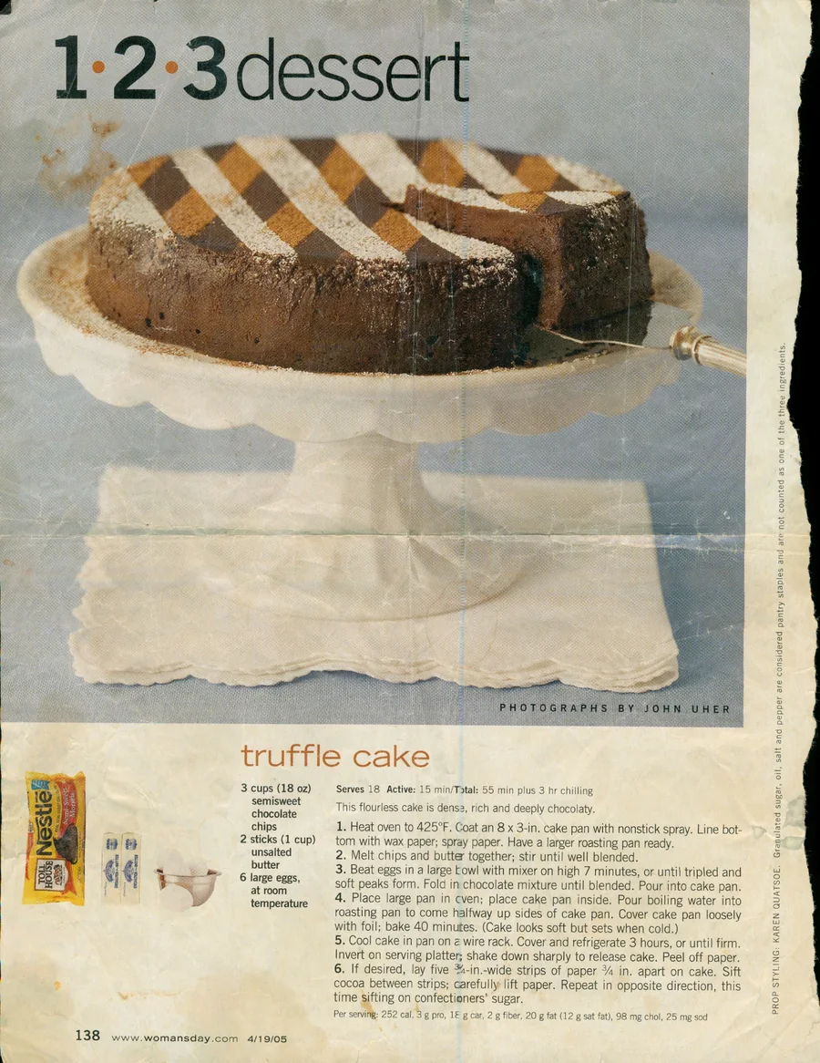 Scanned recipe card, page 1