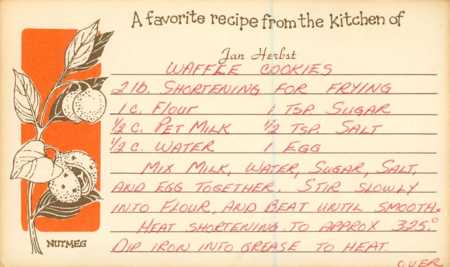Scanned recipe card, page 1