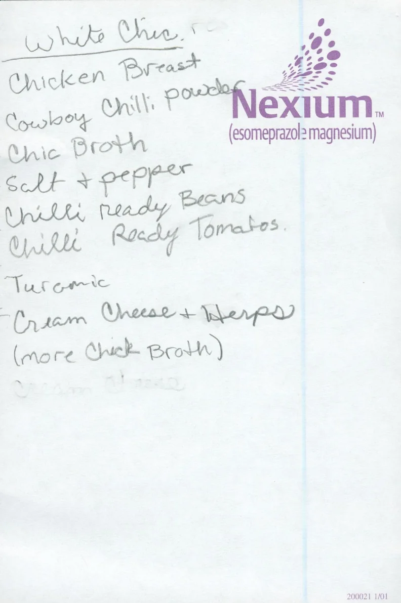 Scanned recipe card, page 1