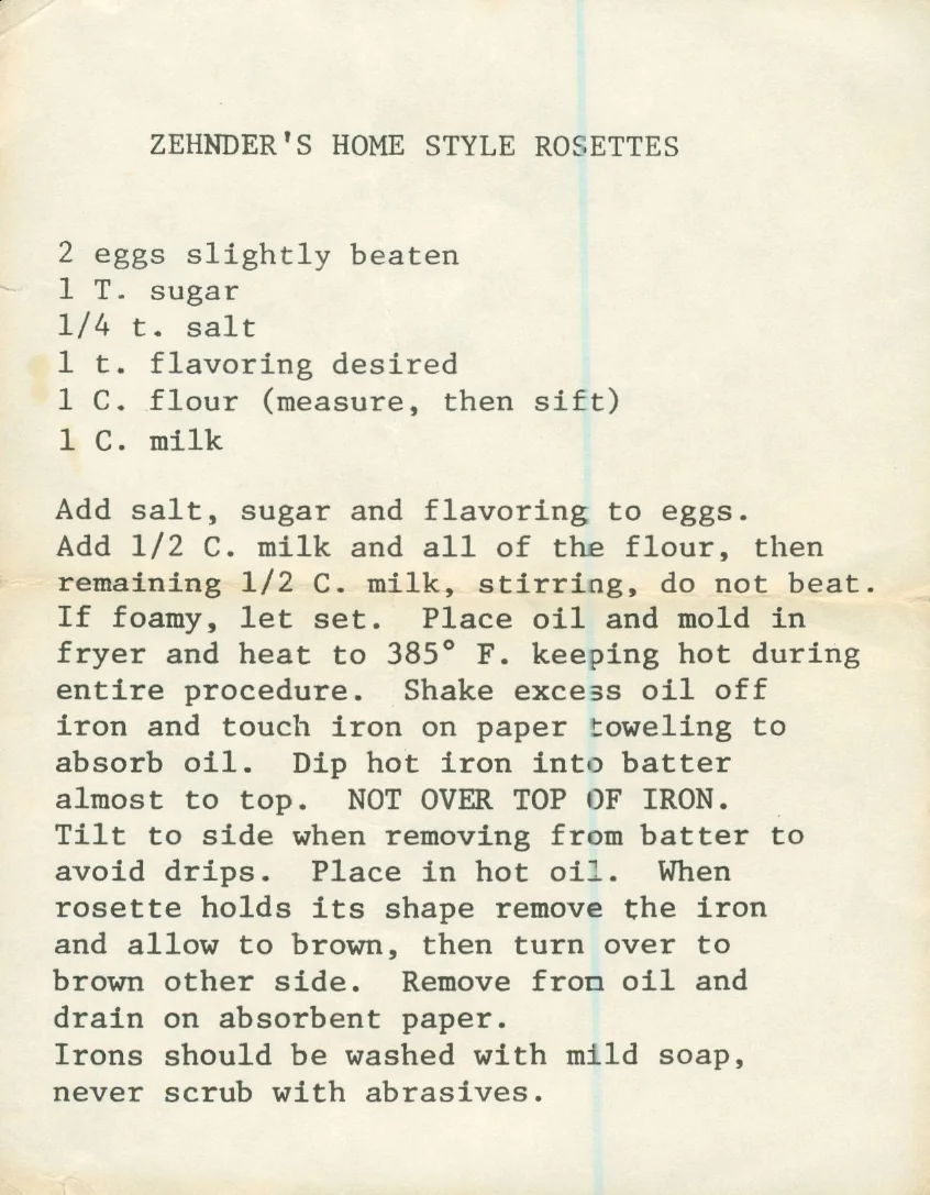 Scanned recipe card, page 1
