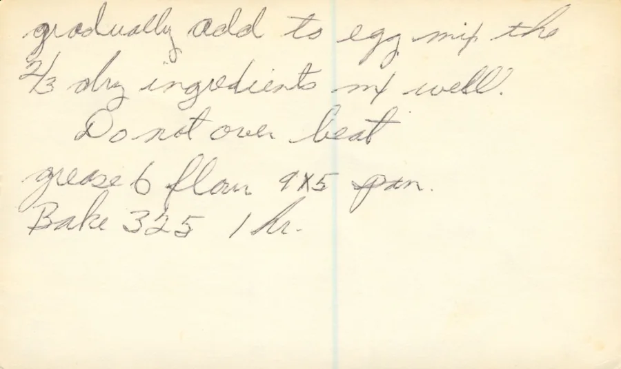 Scanned recipe card, page 2